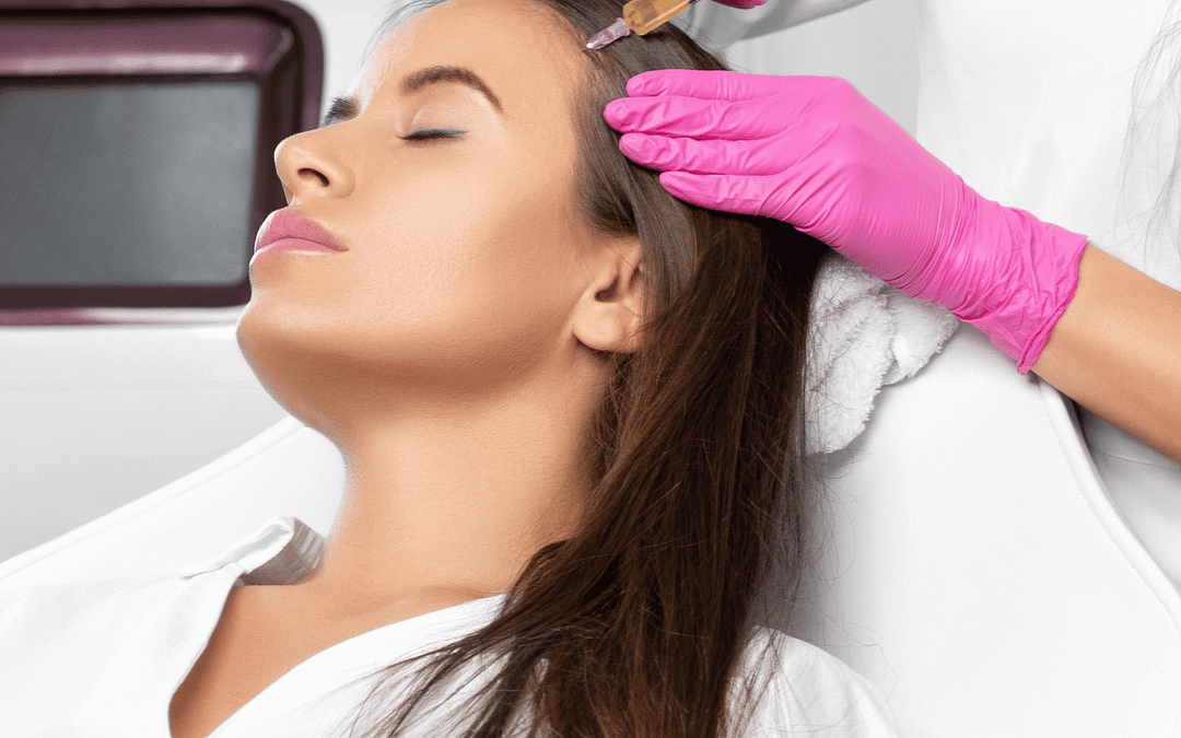 Brunette patient receiving prp therapy